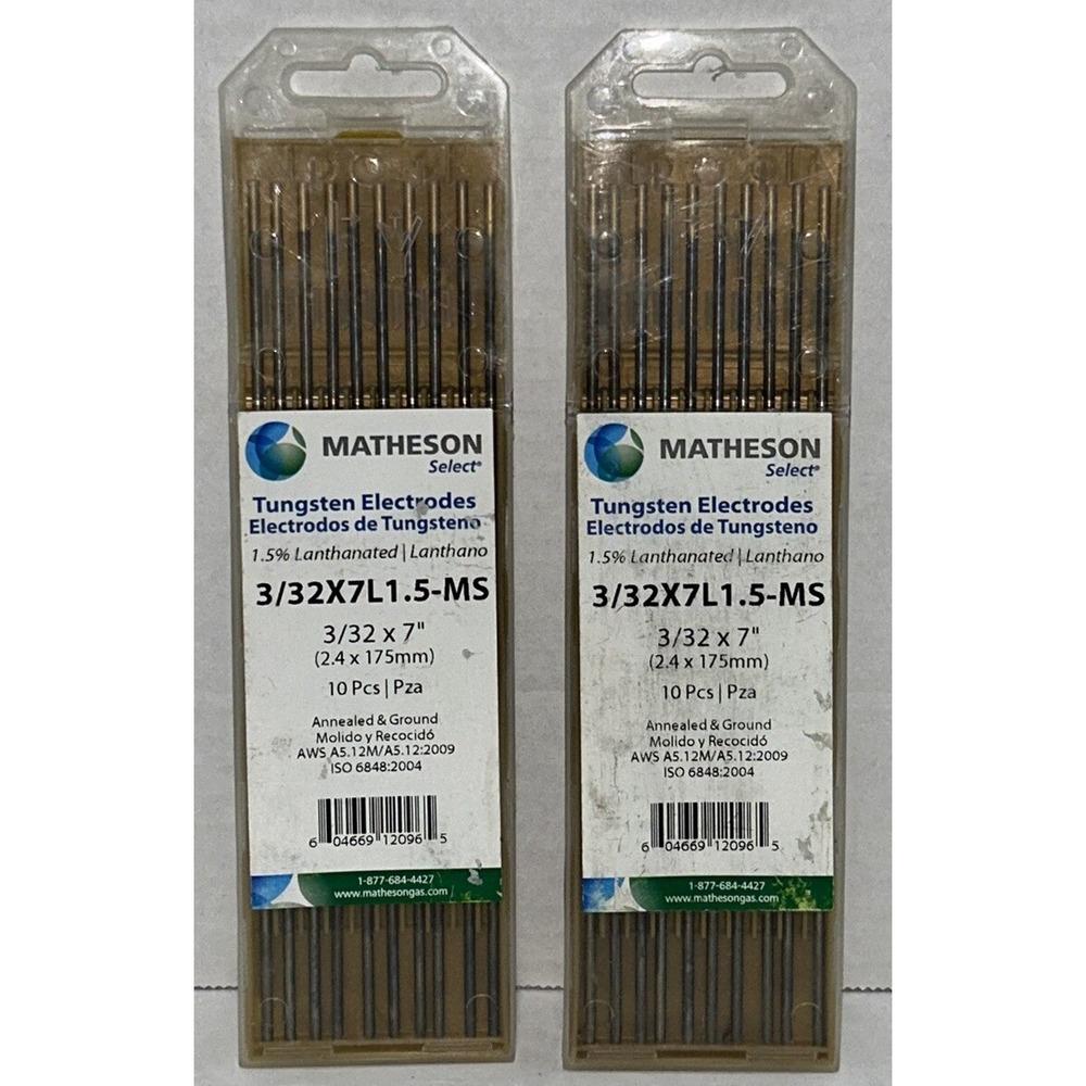 TIG Welding Tungsten Rod Electrodes 1.5% Lanthanated 3/32" x 7" 10PK Matheson